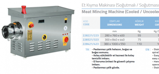 Et Kıyma Makinası (Soğutmalı / Soğutmasız)