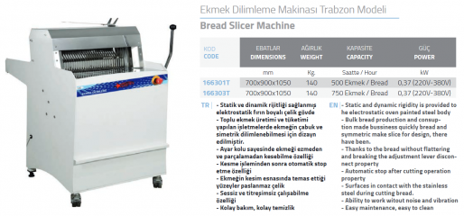 Ekmek Dilimleme Makinası Trabzon Modeli